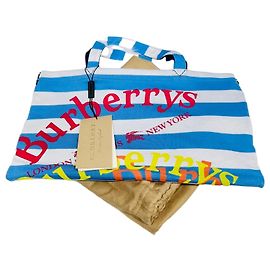 Burberry Sac tote de algodão com listras azul céu