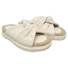 Dior Sandalo Slide in agnello bianco cannage twist