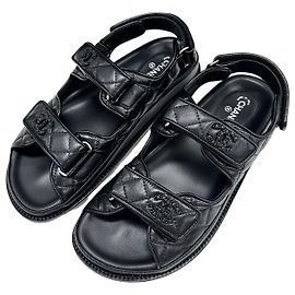 Chanel Sandali con Velcro Black Caviar