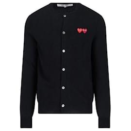 Comme Des Garcons Strickpullover mit Rundhalsausschnitt und doppeltem burgunderrotem Emblem