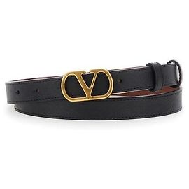 Valentino Cinturón reversible de piel de becerro brillante con logotipo de firma