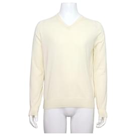 Louis Vuitton Camiseta de punto con cuello en V, mezcla de algodón marfil