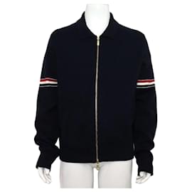 Navy Armband Polo-Strickjacke mit Reißverschluss für Herren - Thom Browne
