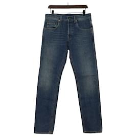 Gucci Men's Denim Pants Blue Leather Label