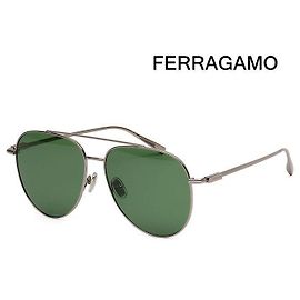 Salvatore Ferragamo Occhiali da sole oversize con montatura in metallo, doppio ponte stile Boeing, moda