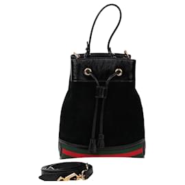 Gucci Piccola borsa a tracolla a secchiello in scamosciato nero