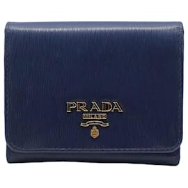 Cartera tríptico Vitello Move azul marino con baño de oro - Prada