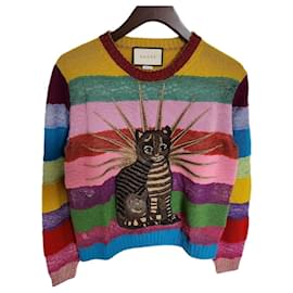 Gucci Strick für Damen mit Katzenstickerei und Spitze
