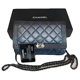 Clutch Boy WOC in agnello Navy Black con catena Mini Crossbody - Chanel