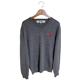 Comme Des Garcons Herren-Wollstrick mit Doppelpatch in Anthrazit