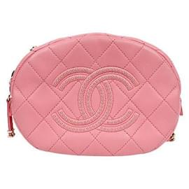 Chanel Bolso Camera Big CC acolchado rosa con tachuelas
