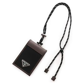 Prada Speedrock Re-Nylon und Leder Kartenetui