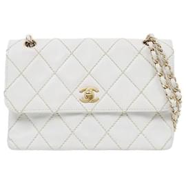 Chanel White Wild Stitch Chain Shoulder Bag