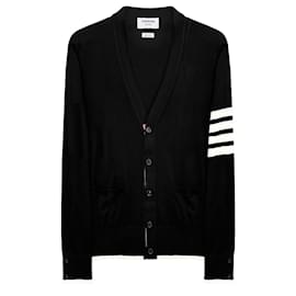 Strickjacke aus Wolle mit diagonalen Streifen Relaxed Fit Color Block - Thom Browne