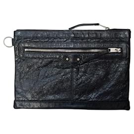 Balenciaga Clutch Classic Motor in agnello nero, misura Medium, unisex
