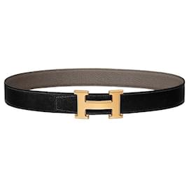 Hermès Cintura reversibile in pelle da uomo con fibbia dorata