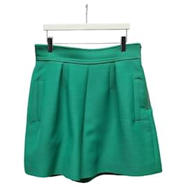 Mini shorts de pierna ancha en lana y seda verde - Louis Vuitton