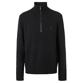 Refurbished XL Größe Herren Kaschmirpullover mit Monogramm-Motiv Schwarz Strick - Burberry
