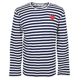 Comme Des Garcons Langarm-T-Shirt Red Wappen Metal Stone Stripe AX