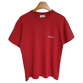 Balenciaga T-shirt oversize da donna con logo rosso ricamato