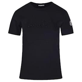 Moncler T-Shirt mit Logo-Stickerei Schwarz