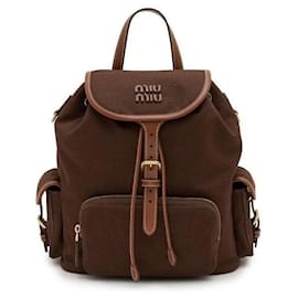 Mittlerer Rucksack aus Canvas und Leder - Miu Miu