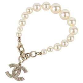 Bracciale in perle e cristallo CC placcato oro (Scontrino del grande magazzino) - Chanel