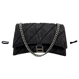Balenciaga Borsa a Spalla Quilted Denim Crush Chain