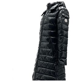 Moncler Mocha Damen Glänzende Lange Daunenjacke