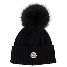 Strickmütze aus Kaschmir-Mischung mit Bommel - Moncler