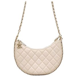 Chanel Borsa Hobo New Moon Small Ecru Champagne Gold con nuova microchip interna