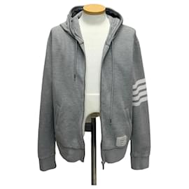 Thom Browne Felpa con cappuccio e zip in cotone Ottoman con tracolla laterale