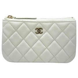 Chanel Mini Pochette Classic White Gold