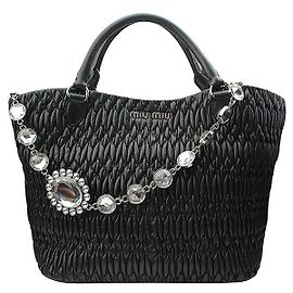 Miu Miu Crystal Black Tote und Schultertasche