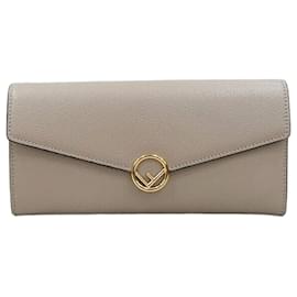 Fendi Cartera larga de cuero con solapa de logotipo