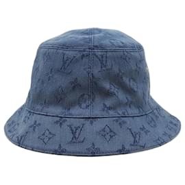 Louis Vuitton LV Monogram Denim Bucket Hat Reversibel Blau Beige