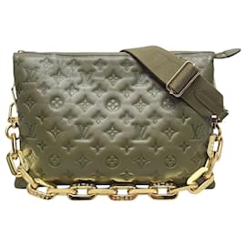 Louis Vuitton Bolsa de ombro com corrente e almofada monograma cáqui
