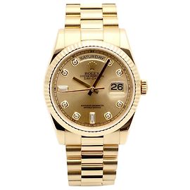 Rolex Day-Date Men's Gold Watch New Buckle Champagne Gold Original Diamond