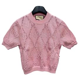 Kurzärmeliges Strickoberteil mit GG-Perlen für Damen - Gucci