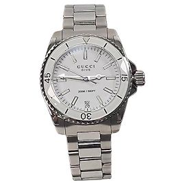 Gucci Weiße Stahl-Quarz DIVE Taucheruhr für Damen