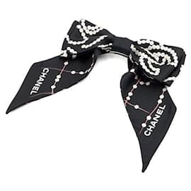 Chanel Schwarner Seiden-Haarschmuck mit Coco-Schleife