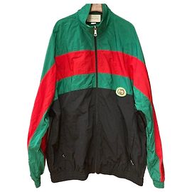 Gucci Oversized-Jacke aus Nylon mit Streifen Schwarz