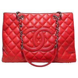 Chanel Grand Shopping Caviar Red Silver Series