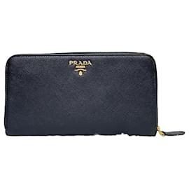 Cartera Larga Saffiano Vitello Gold Metal Negra - Prada