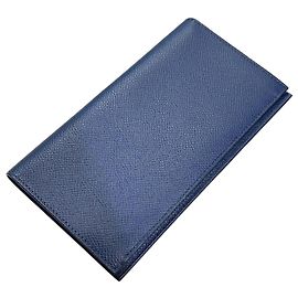 Hermès Citizen Twill Silk Long Wallet Navy Stamp