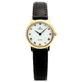 Omega De Ville Vintage Damenuhr in Gold, klein, weißes Zifferblatt mit römischen Zahlen