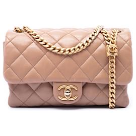 Chanel Marrone Small Quilted Lambskin Pillow Crush Flap