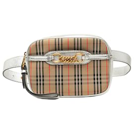 Borsa a tracolla Burberry Beige Haymarket Check Canvas 1983 Link Belt Bag