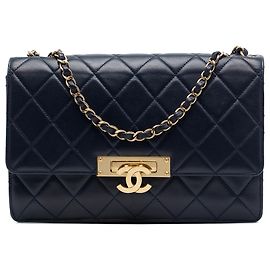 Chanel Blue Quilted Lambskin Golden Class Flap