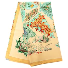 Sciarpa in seta Hermès Yellow Pythagore 90